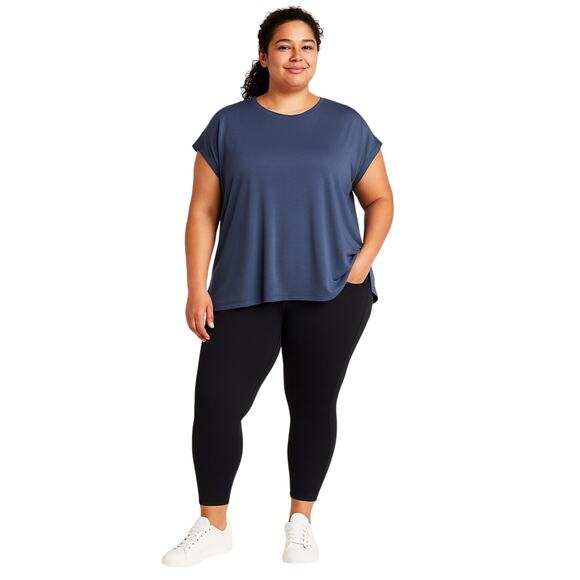 Athleta Dark Slate Blue Relaxed Fit Tee - Size 1X - Picture 1 of 9